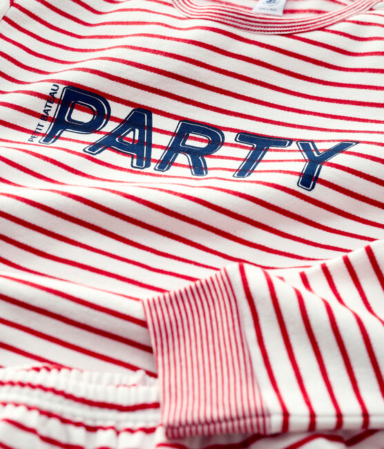 Pijama marinero rojo de niña/niño de muletón blanco MARSHMALLOW/rojo TERKUIT